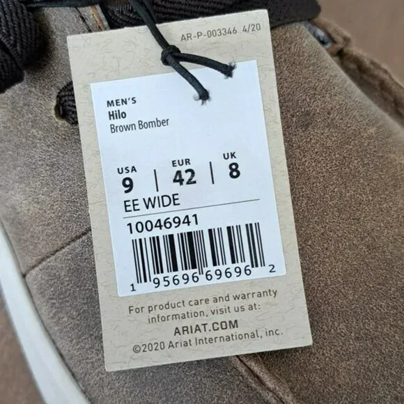 Ariat Hilo Men's Shoes - Color: Brown Bomber - Size: Men 9 EE Wide - Picture 10 of 10